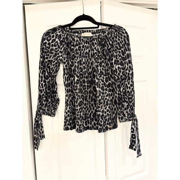 Michael Kors Black Cheetah Print Off-the-shoulder Blouse Size XS NWOT - Picture 1 of 7
